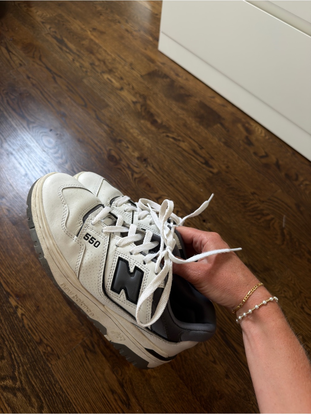 New Balance White and Gray Athletic Sneakers - Picture 3 of 3